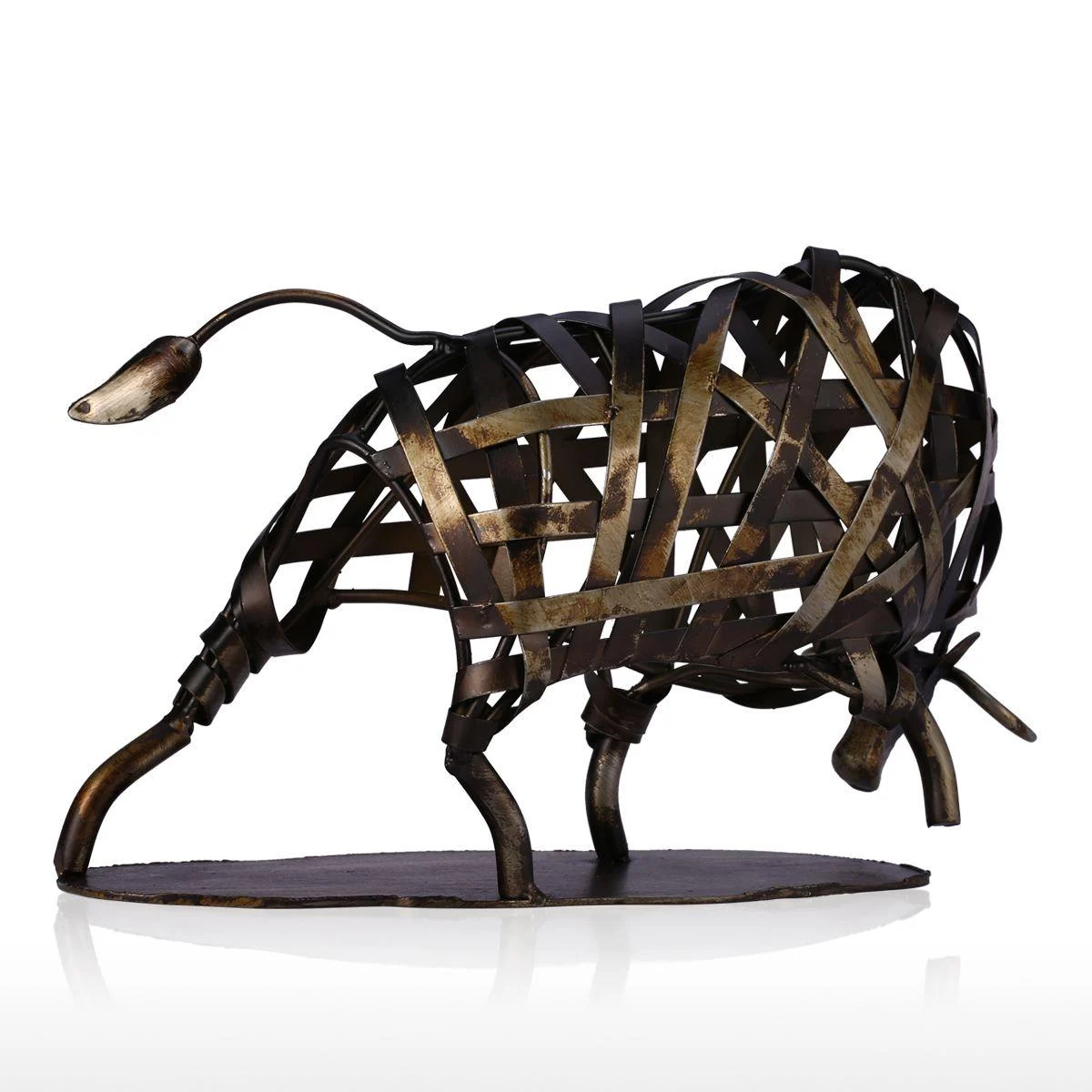 Iron-made Braided Cattle Metal Home Decor Sculpture -