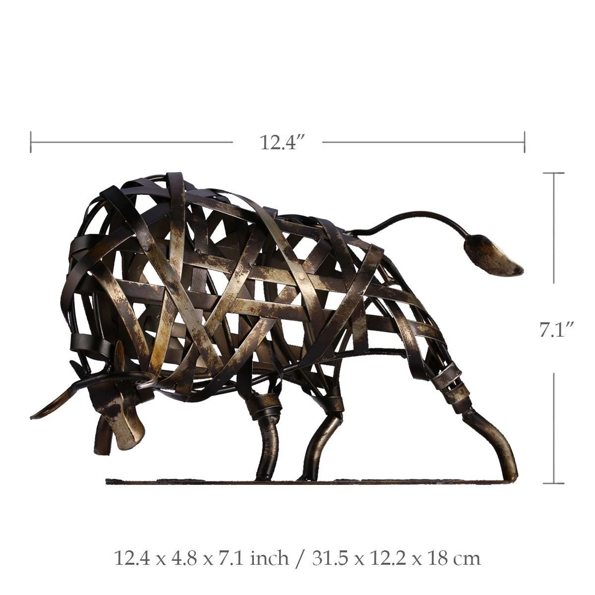 Iron-made Braided Cattle Metal Home Decor Sculpture -