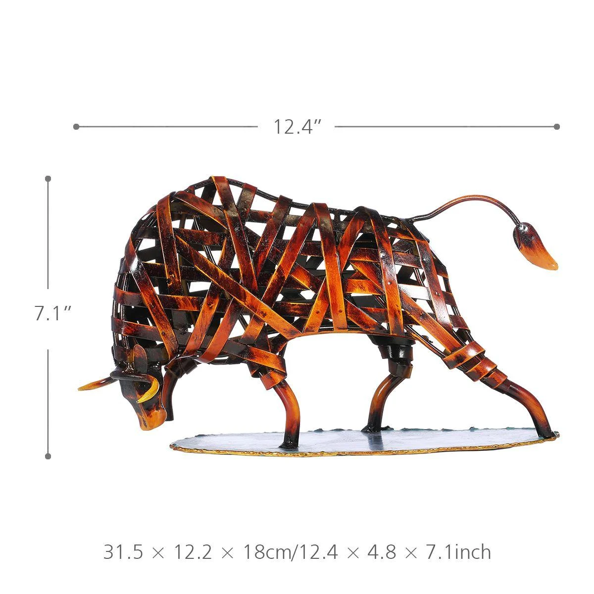 Iron-made Braided Cattle Metal Home Decor Sculpture -