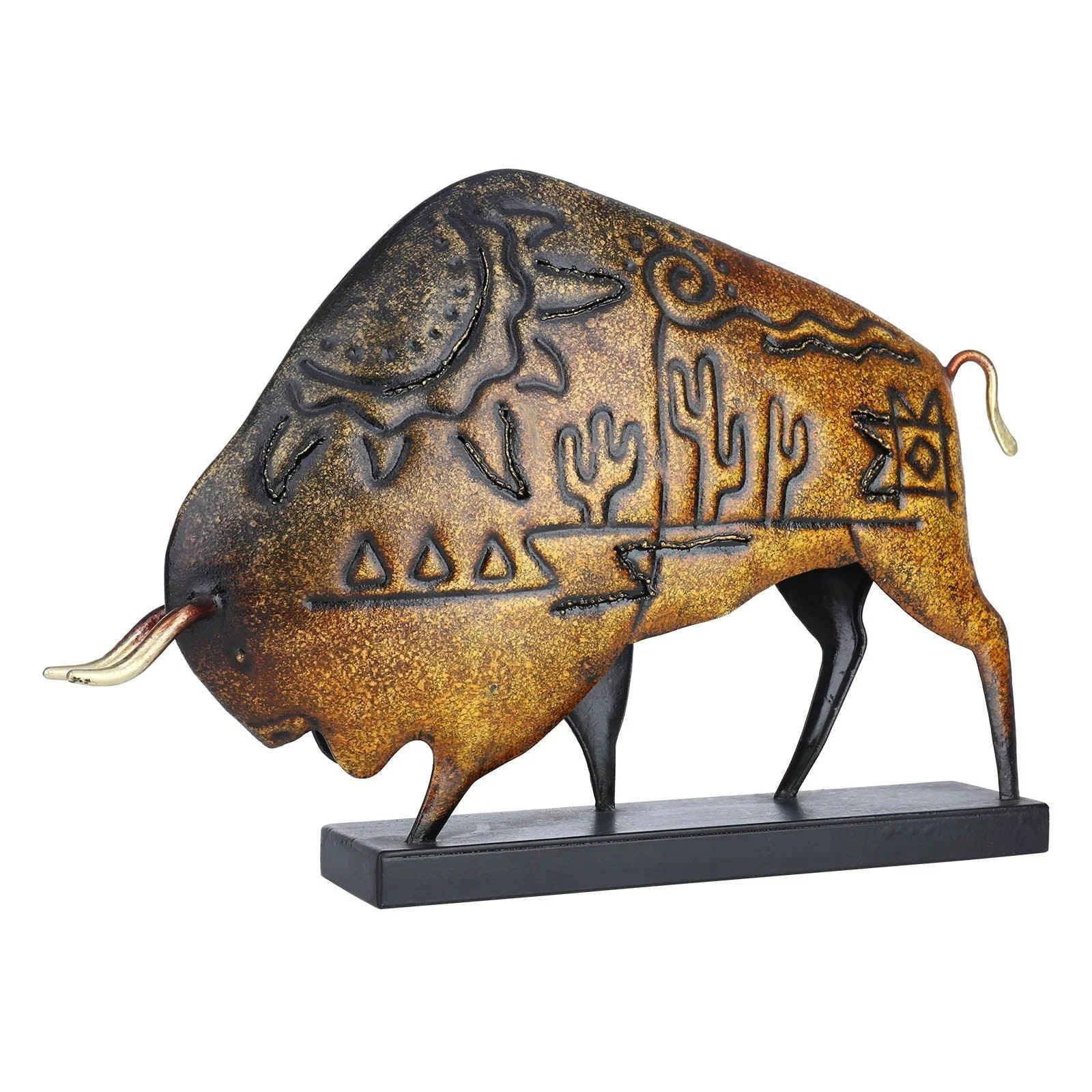 Iron-made Braided Cattle Metal Home Decor Sculpture -