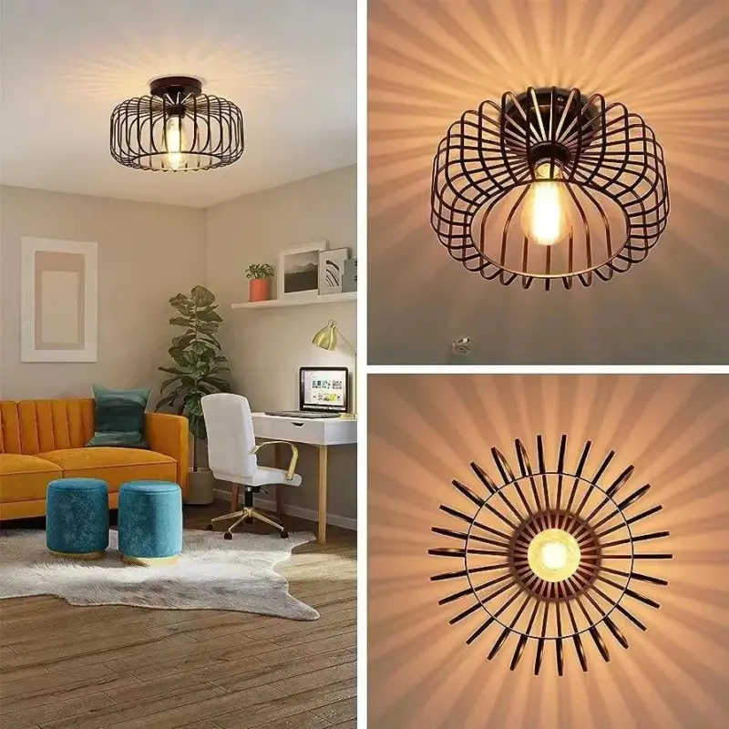 IronClad Iron ceiling lamp birdcage design tag1