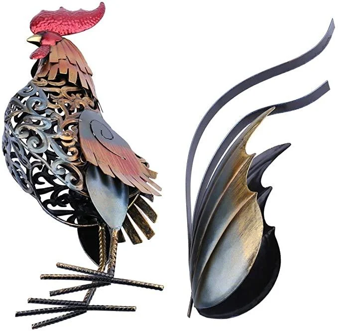 Iron Rooster Sculpture - Homeko