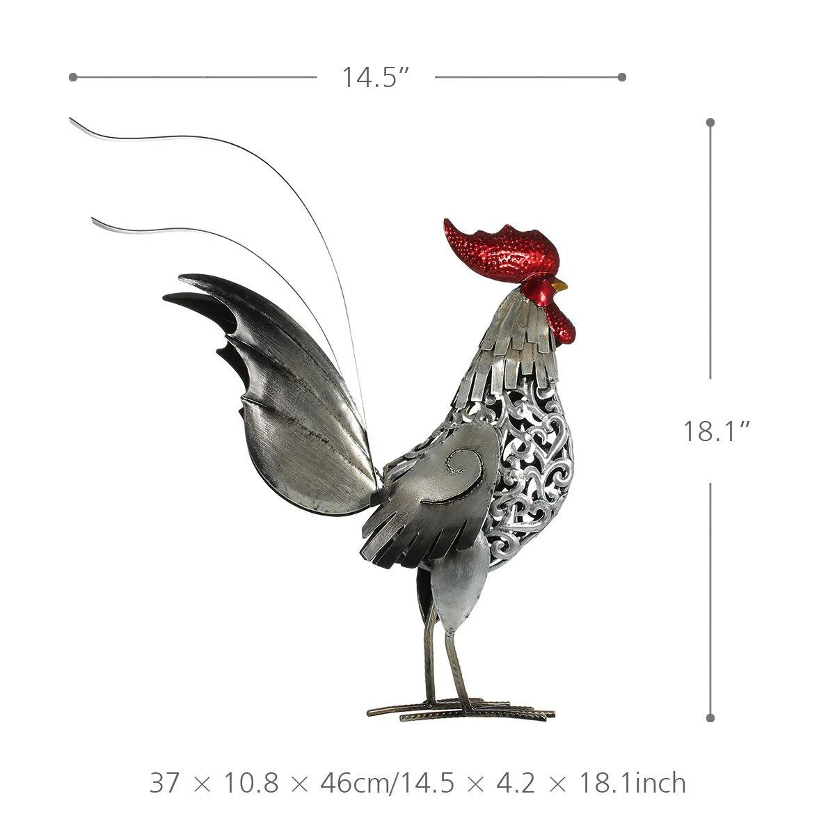 Iron Rooster Sculpture - Homeko