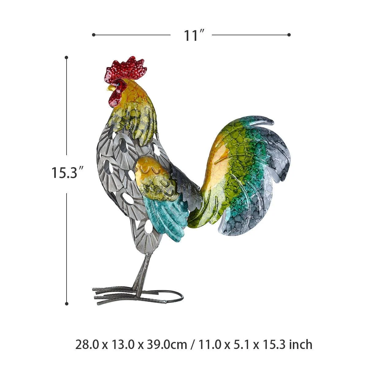 Iron Rooster Sculpture - Homeko