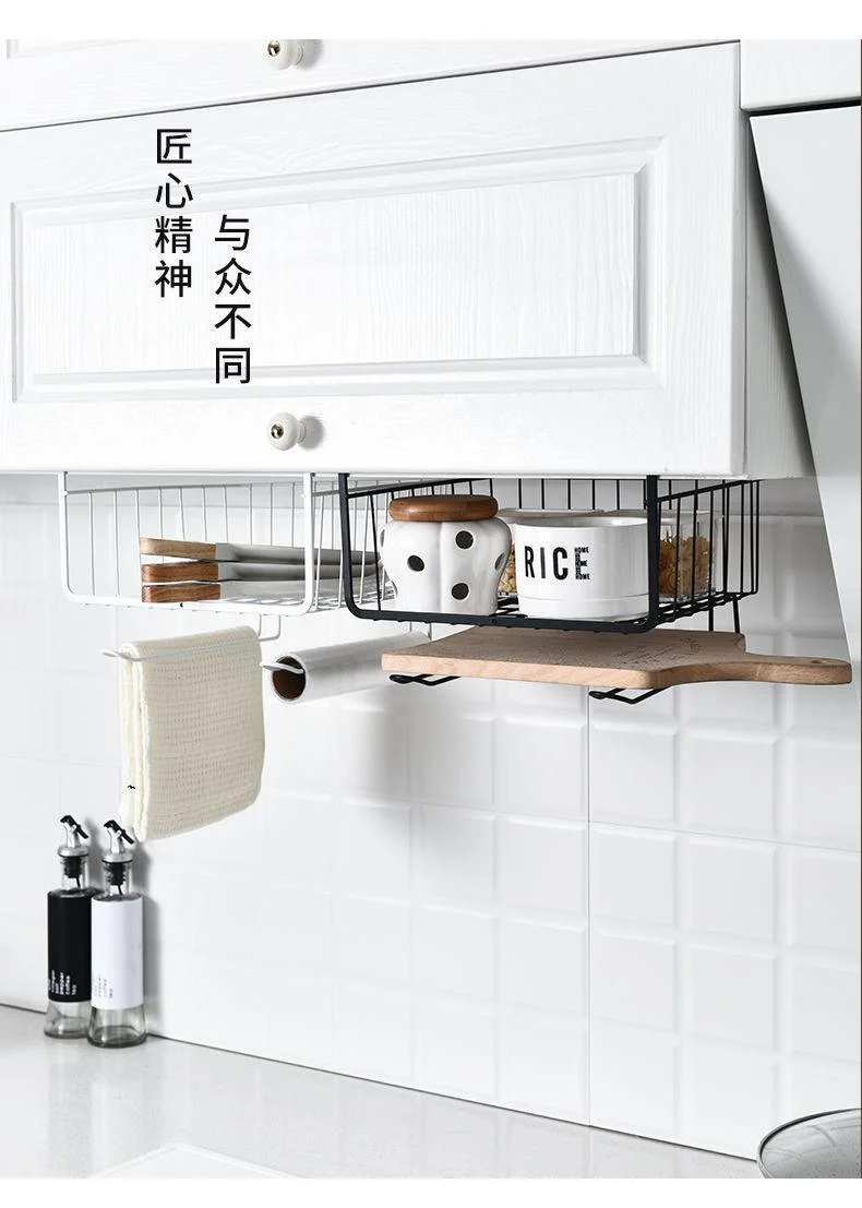 Iron Art Kitchen Storage Rack Cabinet Shelf Desk Under-line Storage Basket -  - #tag1#