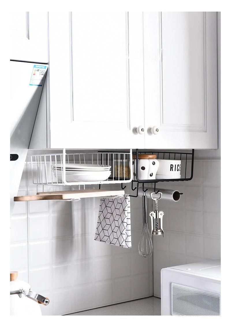 Iron Art Kitchen Storage Rack Cabinet Shelf Desk Under-line Storage Basket -  - #tag1#