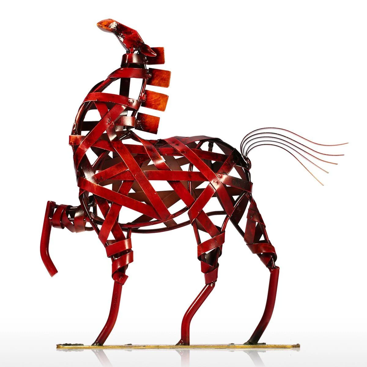 Iron Braided Horse Statue -