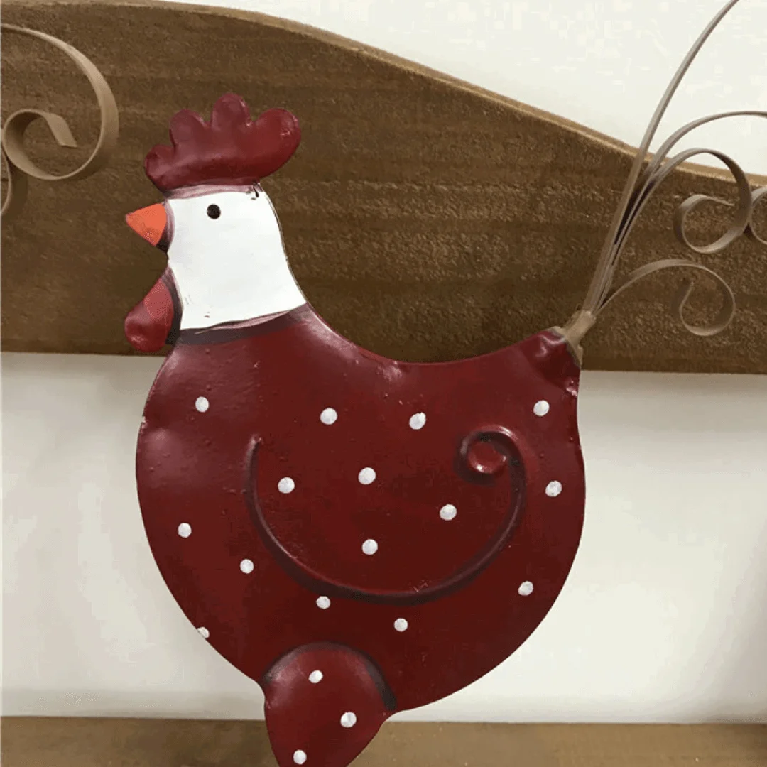 Iron Chicken with white polka dots -