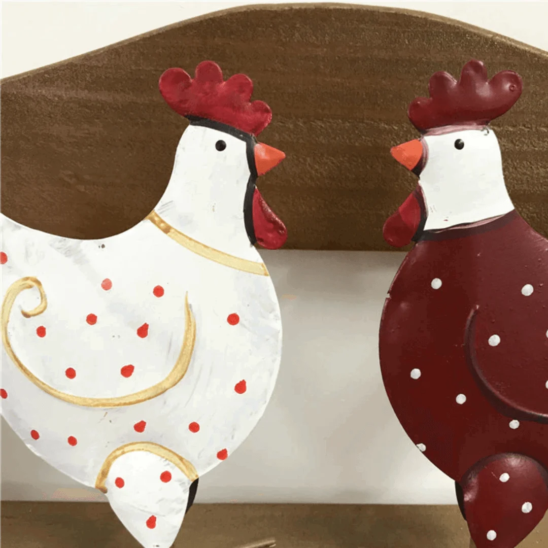 Iron Chicken with white polka dots -