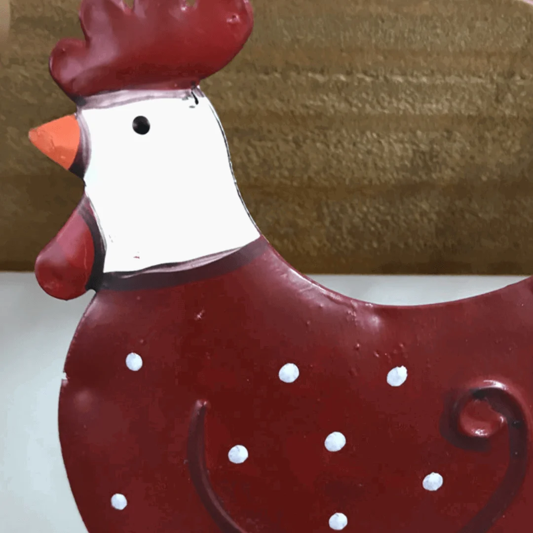 Iron Chicken with white polka dots -