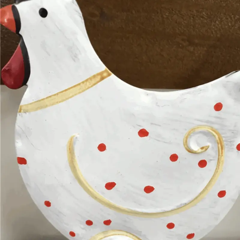 Iron Chicken with white polka dots