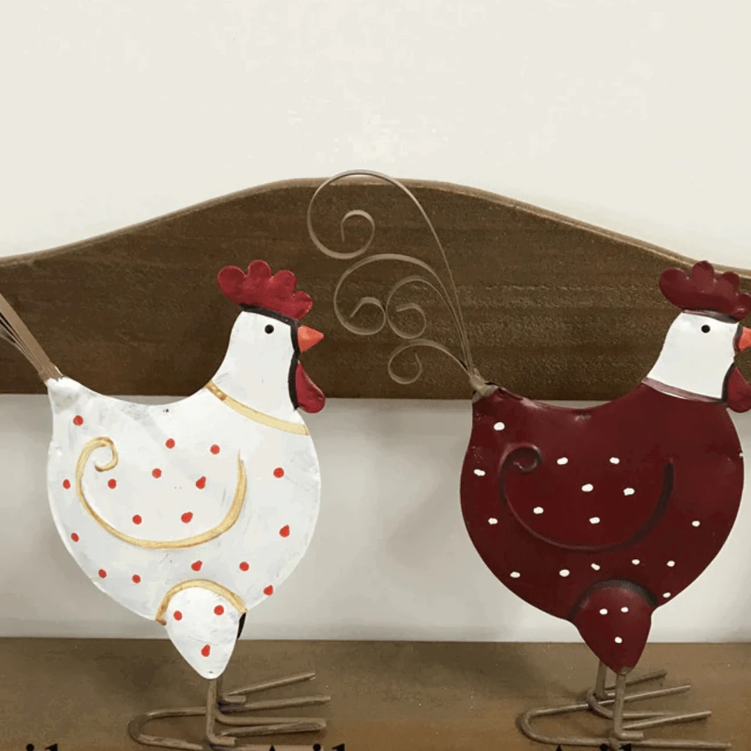 Iron Chicken with white polka dots -