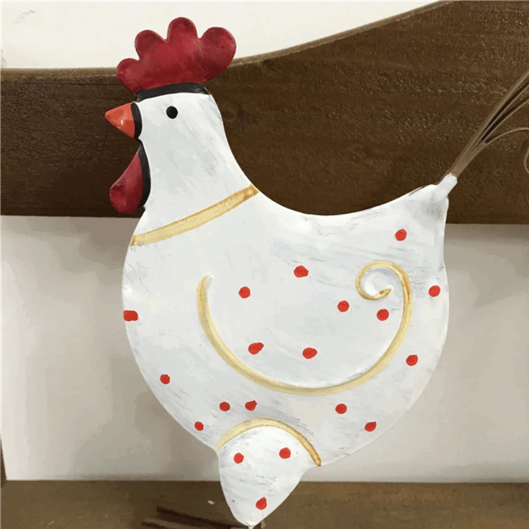 Iron Chicken with white polka dots -