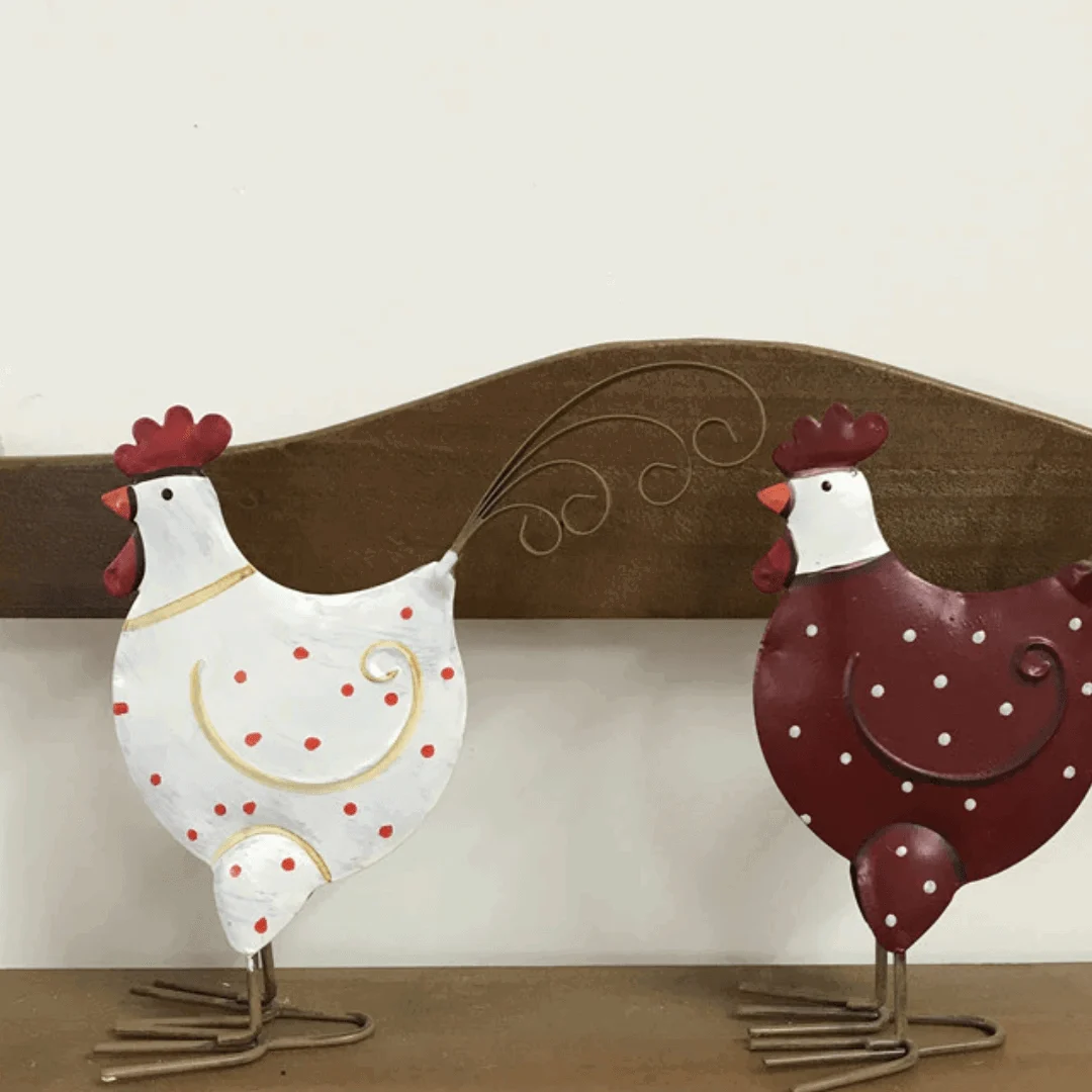 Iron Chicken with white polka dots -