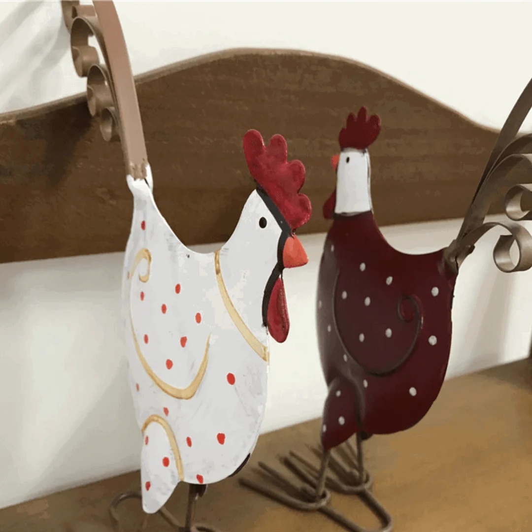 Iron Chicken with white polka dots -