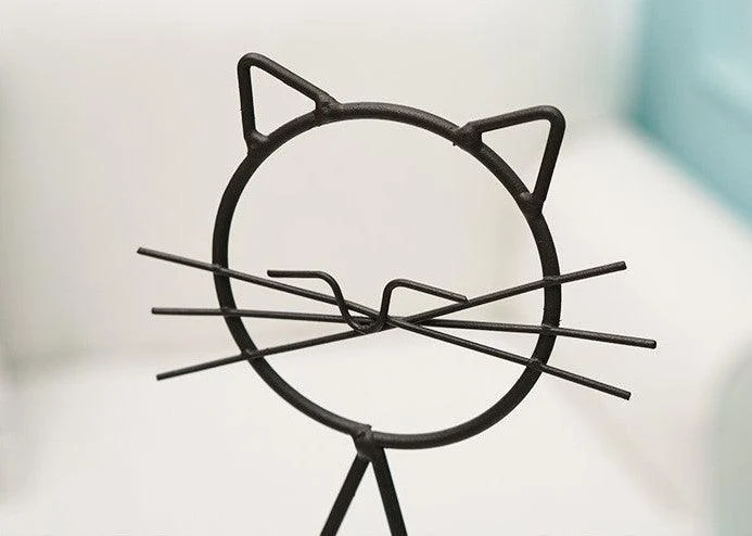 Iron Kitty Cat with Glass Heart Vase Propagation Station Planters -