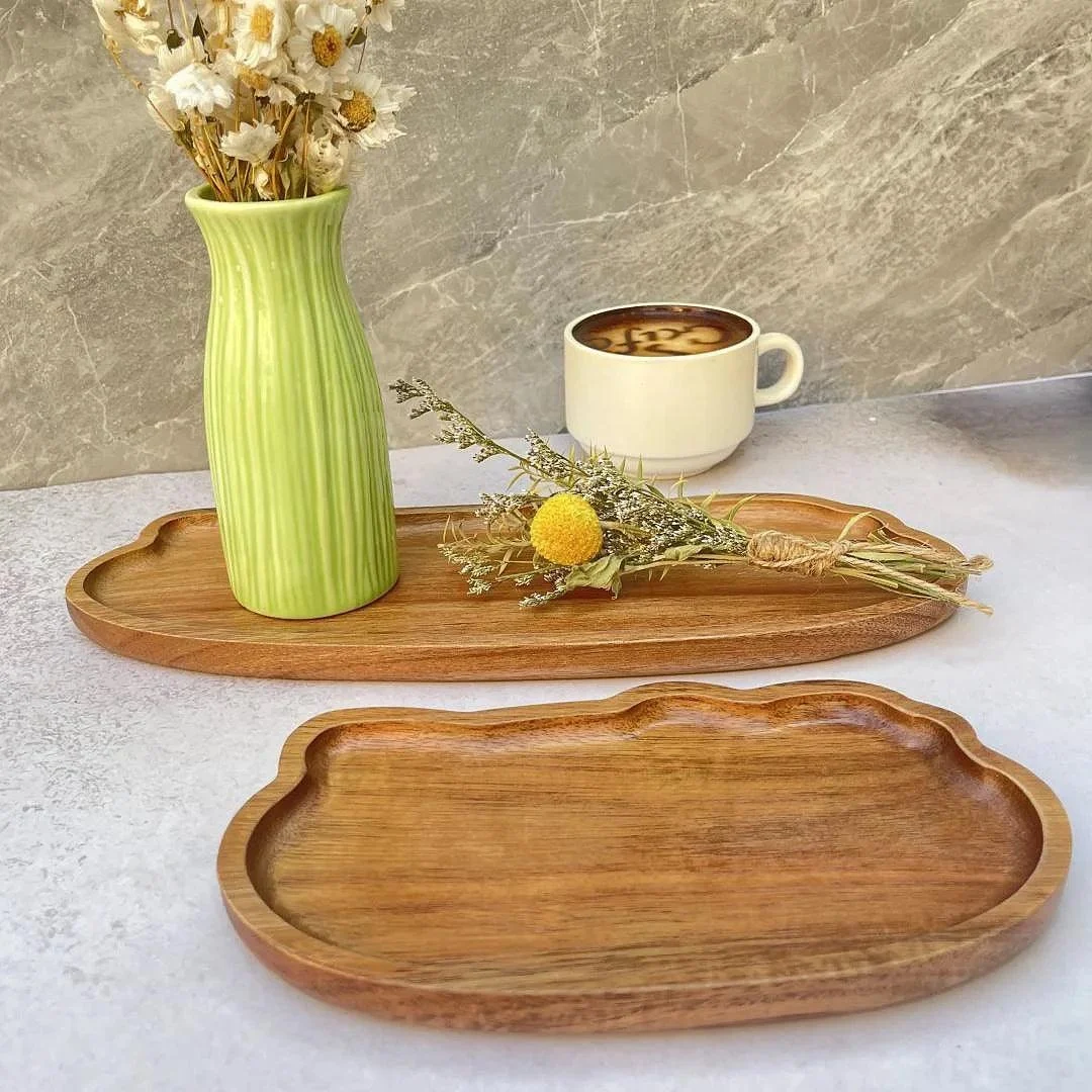 Irregular Hand-Crafted Acacia Wood Tray -