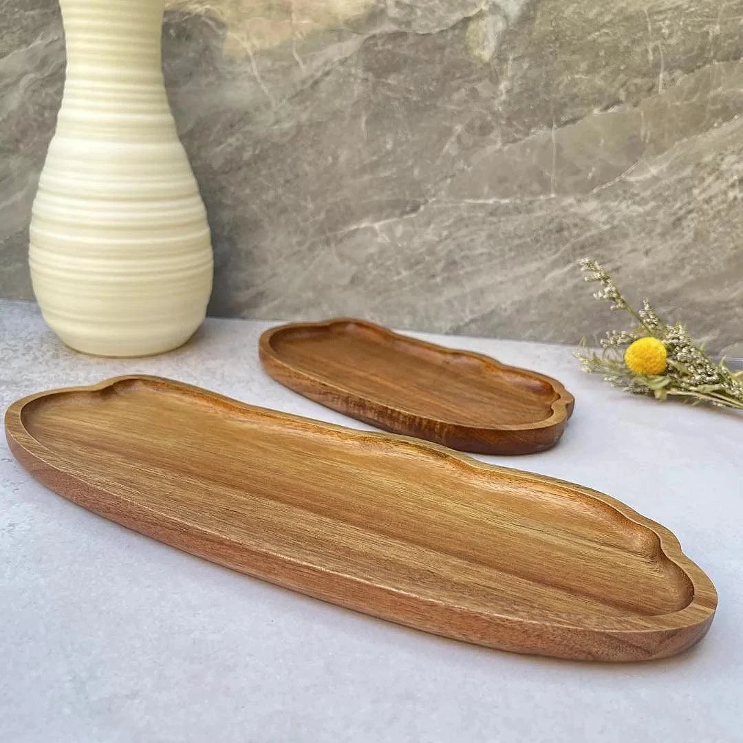 Irregular Hand-Crafted Acacia Wood Tray -