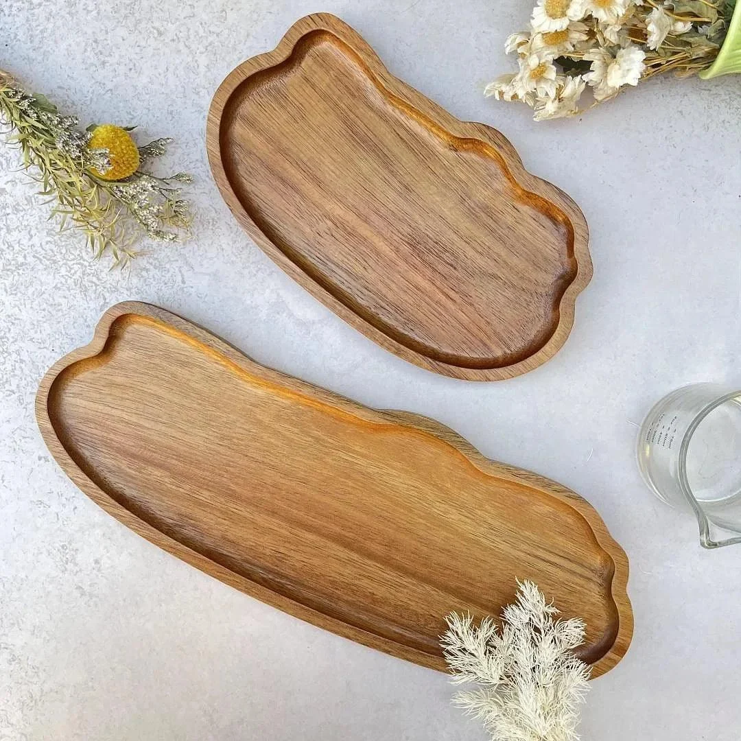 Irregular Hand-Crafted Acacia Wood Tray -