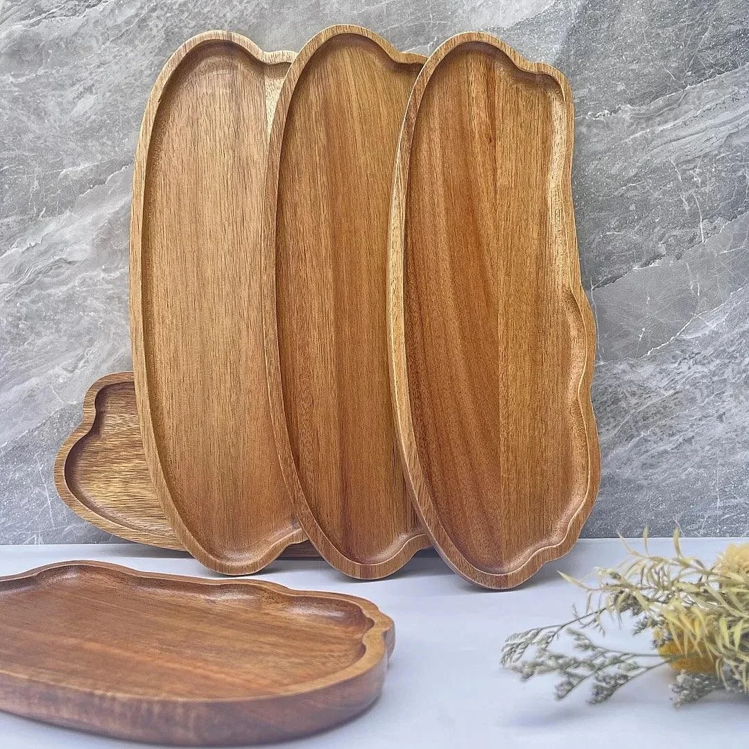 Irregular Hand-Crafted Acacia Wood Tray -