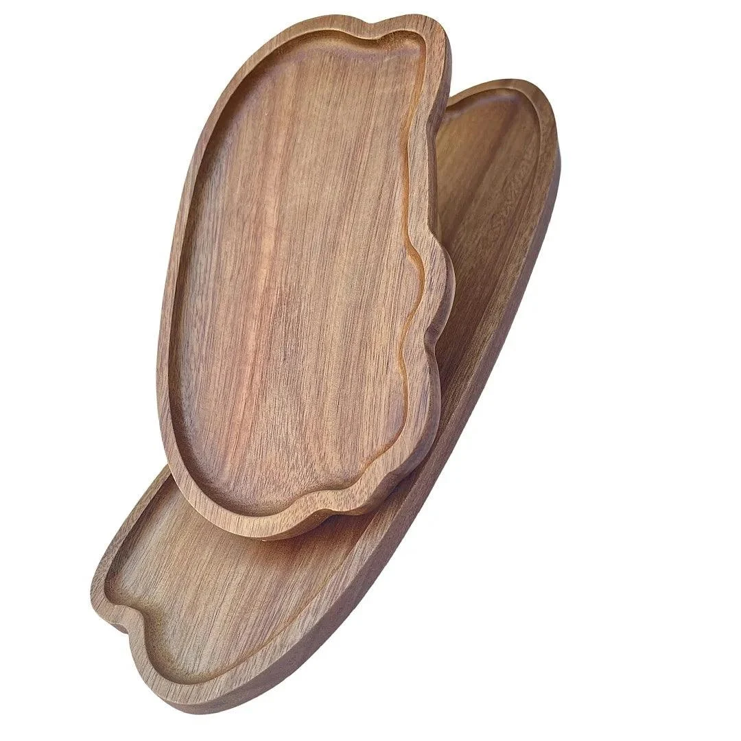 Irregular Hand-Crafted Acacia Wood Tray -