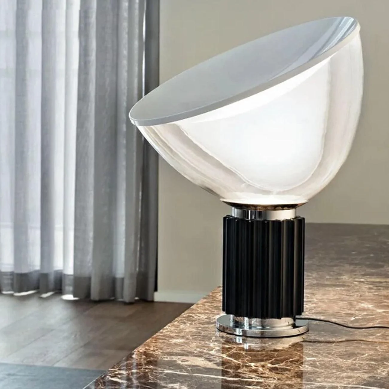 Italian Style Transparent Bowl Chrome Lamp -