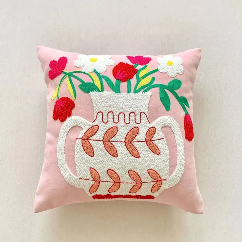 Jacquard Floral Design Cushion Cover tag1