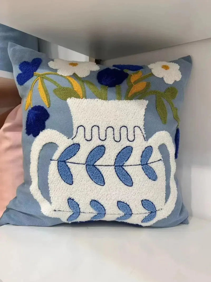Jacquard Floral Design Cushion Cover tag1