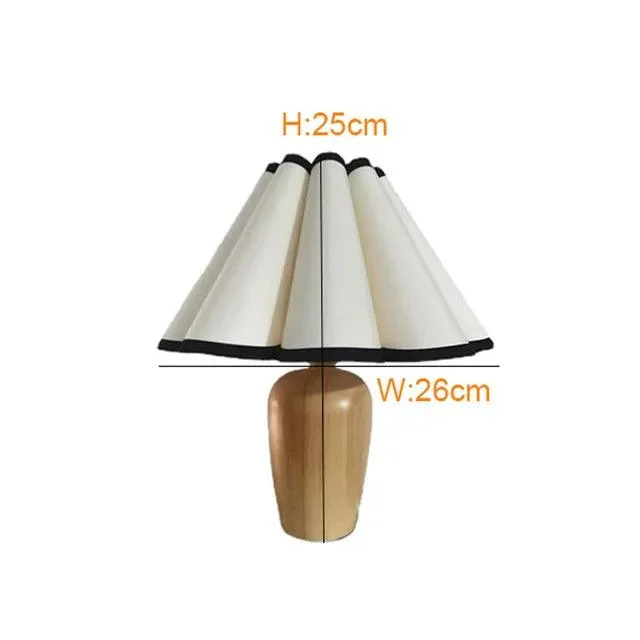 Japan Retro Wooden Table Lamp Fabric Desk Lighting Bedroom Bedside Lamp - 