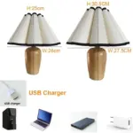 Japan Retro Wooden Table Lamp Fabric Desk Lighting Bedroom Bedside Lamp