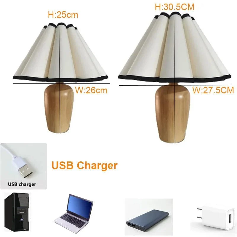 Japan Retro Wooden Table Lamp Fabric Desk Lighting Bedroom Bedside Lamp -