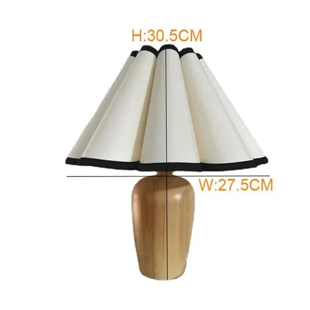 Japan Retro Wooden Table Lamp Fabric Desk Lighting Bedroom Bedside Lamp -