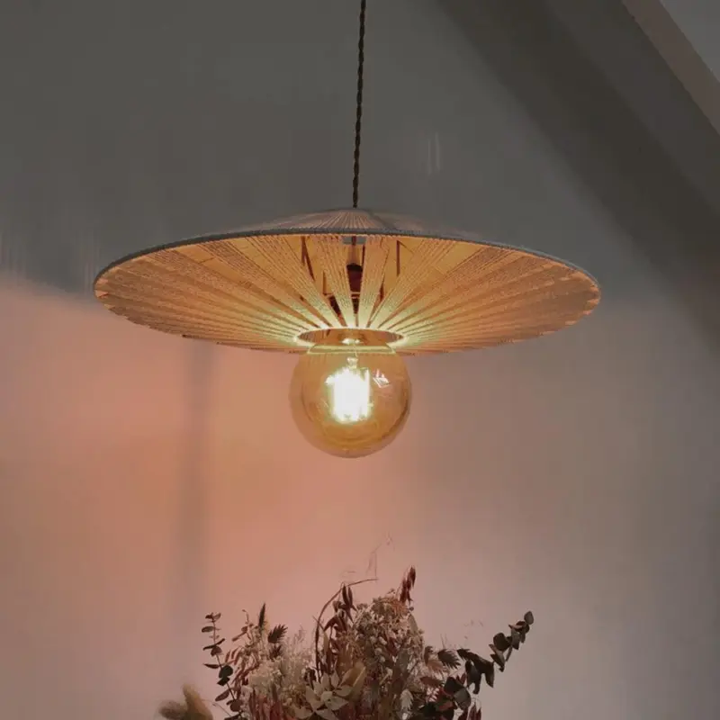 Japandi Natural Boho Pendant Lamp Handmade Dining Room6