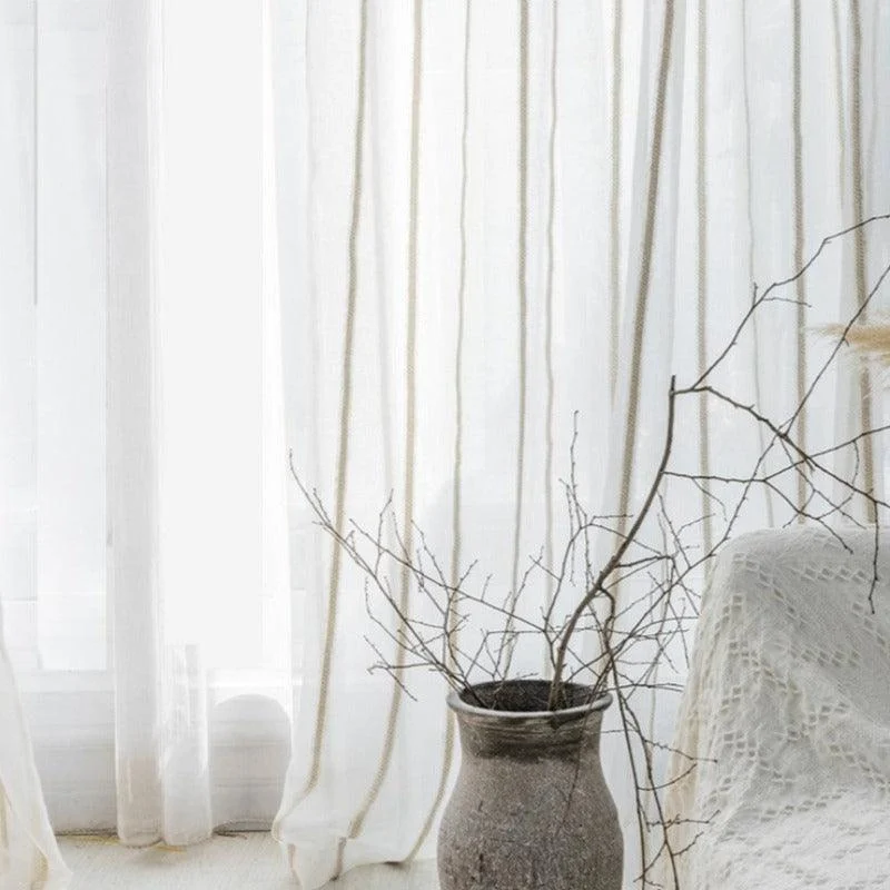 Japanese Striped Linen Yarn Curtain - Homeko