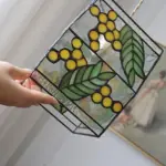 JapaneseVintageSquareCopperStainedGlass1 LightPendantLight