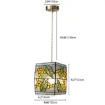 JapaneseVintageSquareCopperStainedGlass1 LightPendantLight