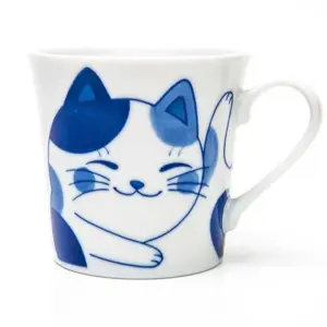 Japanese Ceramic Lucky Cat Mug - 