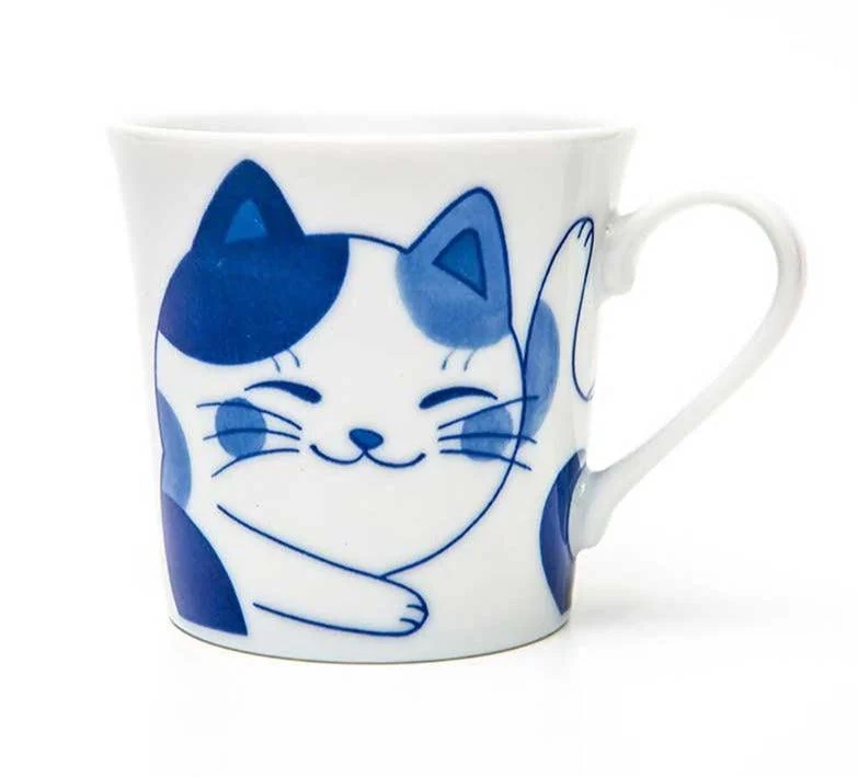 Japanese Ceramic Lucky Cat Mug -