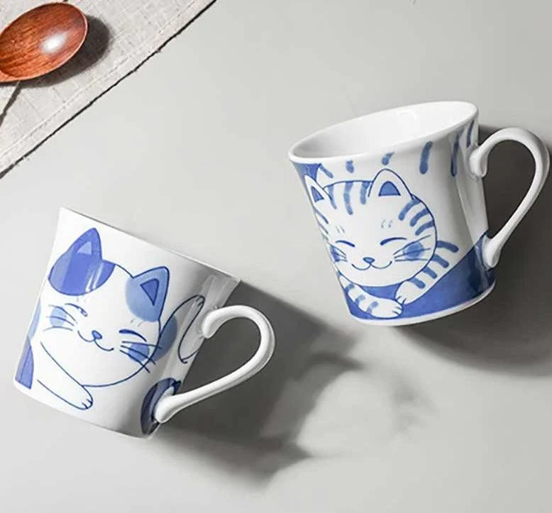 Japanese Ceramic Lucky Cat Mug -