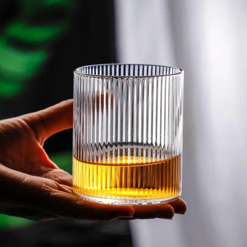 Japanese Style Clear Striped Glass Cup tag1
