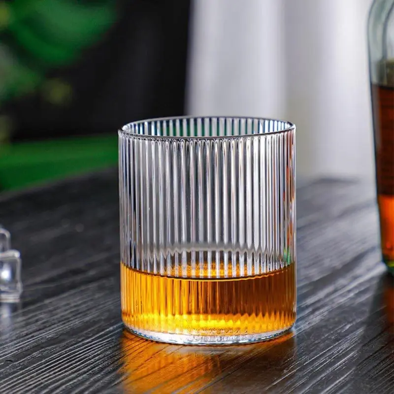 Japanese Style Clear Striped Glass Cup tag1