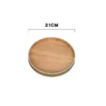 Japanese Style Natural Wood Round Serving Tray tag1