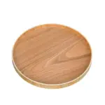 Japanese Style Natural Wood Round Serving Tray tag1