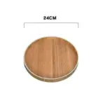 Japanese Style Natural Wood Round Serving Tray tag1