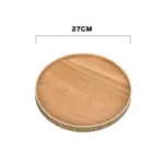 Japanese Style Natural Wood Round Serving Tray tag1