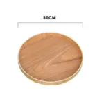 Japanese Style Natural Wood Round Serving Tray tag1
