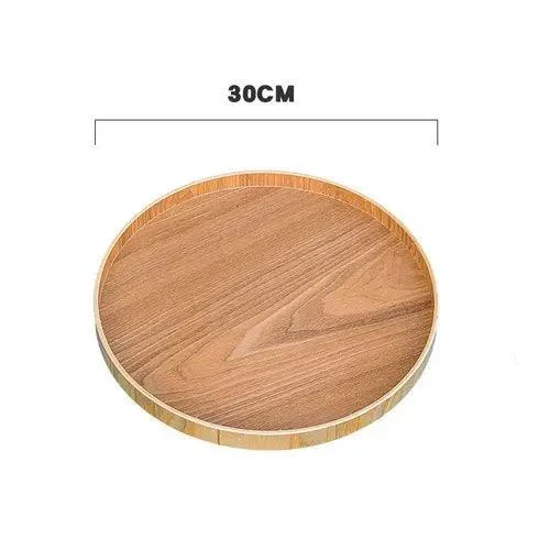 Japanese Style Natural Wood Round Serving Tray -  - #tag1#