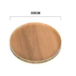 Japanese Style Natural Wood Round Serving Tray tag1
