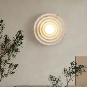 Japanese Style Round Wavelength Wall Fixture Lamp - 