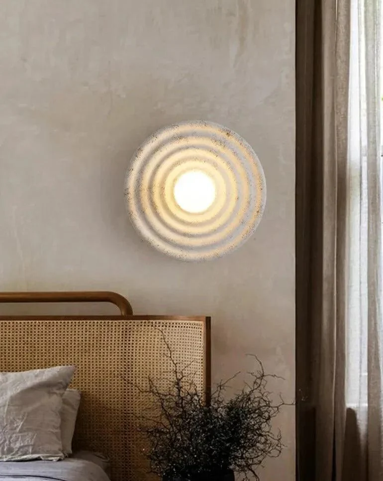 Japanese Style Round Wavelength Wall Fixture Lamp -